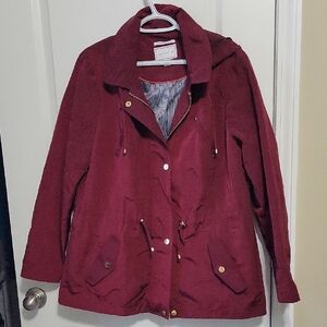 Charter Club , Red Anorak Jacket With Hood , Water Resistant, H